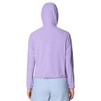 Back view of Mountain Hardwear Sunshield Hoody Pullover with three-piece hood and lightweight stretch fabric