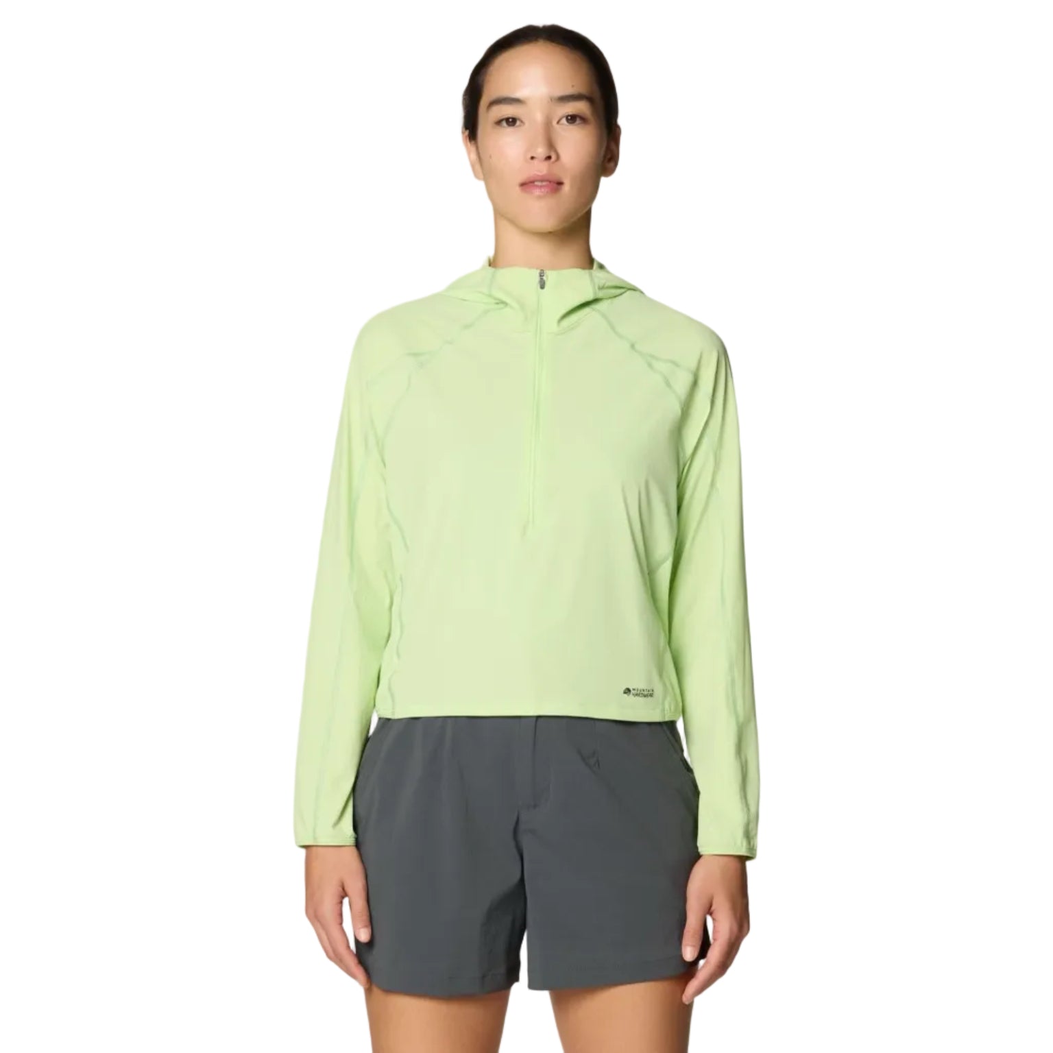 Mountain Hardwear Sunshield Hoody Pullover in Frozen in Lime lightweight UPF 50+ sun protection hoodie