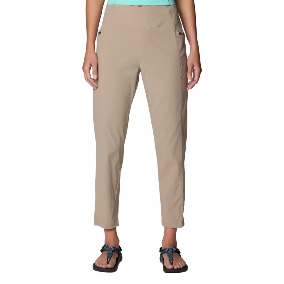 Mountain Hardwear Women's Dynama High Rise Ankle Pant in Khaki front view