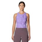 Mountain Hardwear women’s Mountain Stretch Tanklette in Harbor Violet Prismatic Print front view
