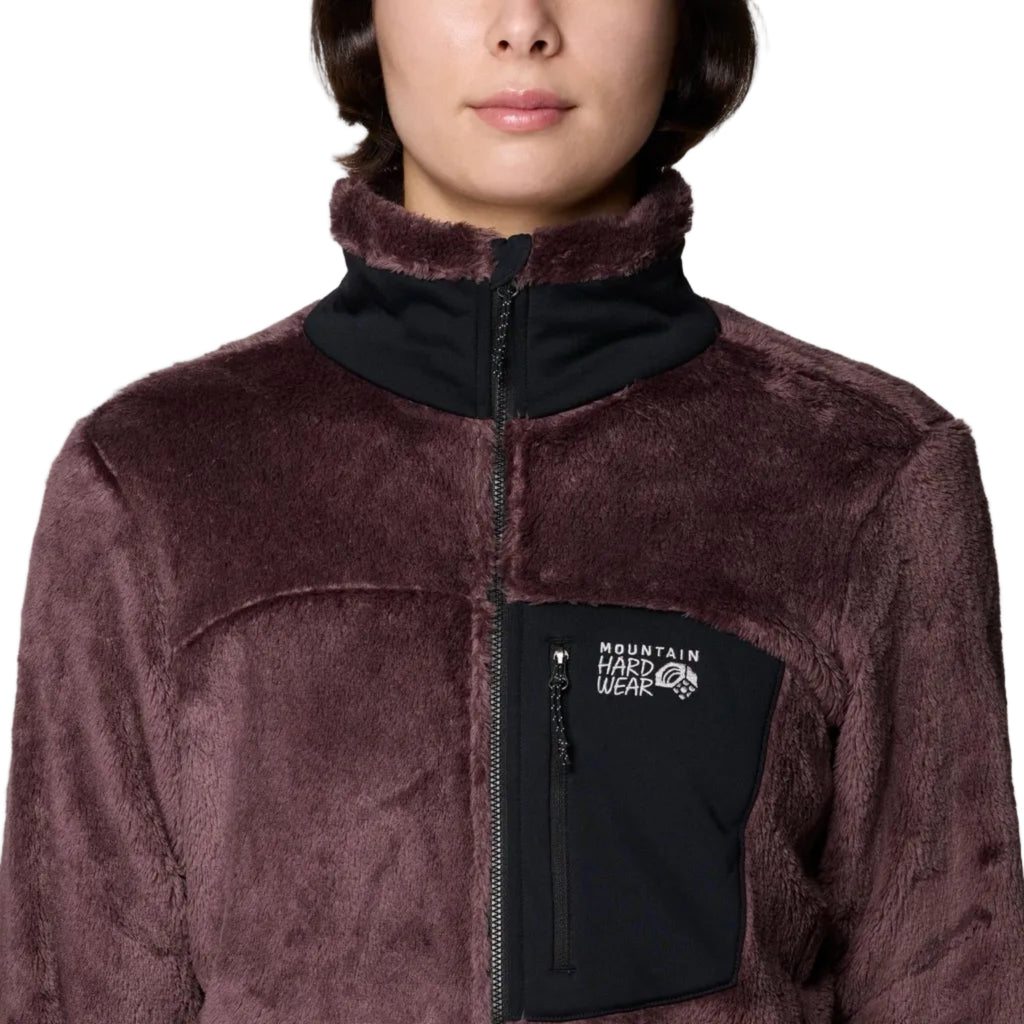 Detail view of the high-loft fleece on Mountain Hardwear Women’s Polartec High Loft Jacket in Carob