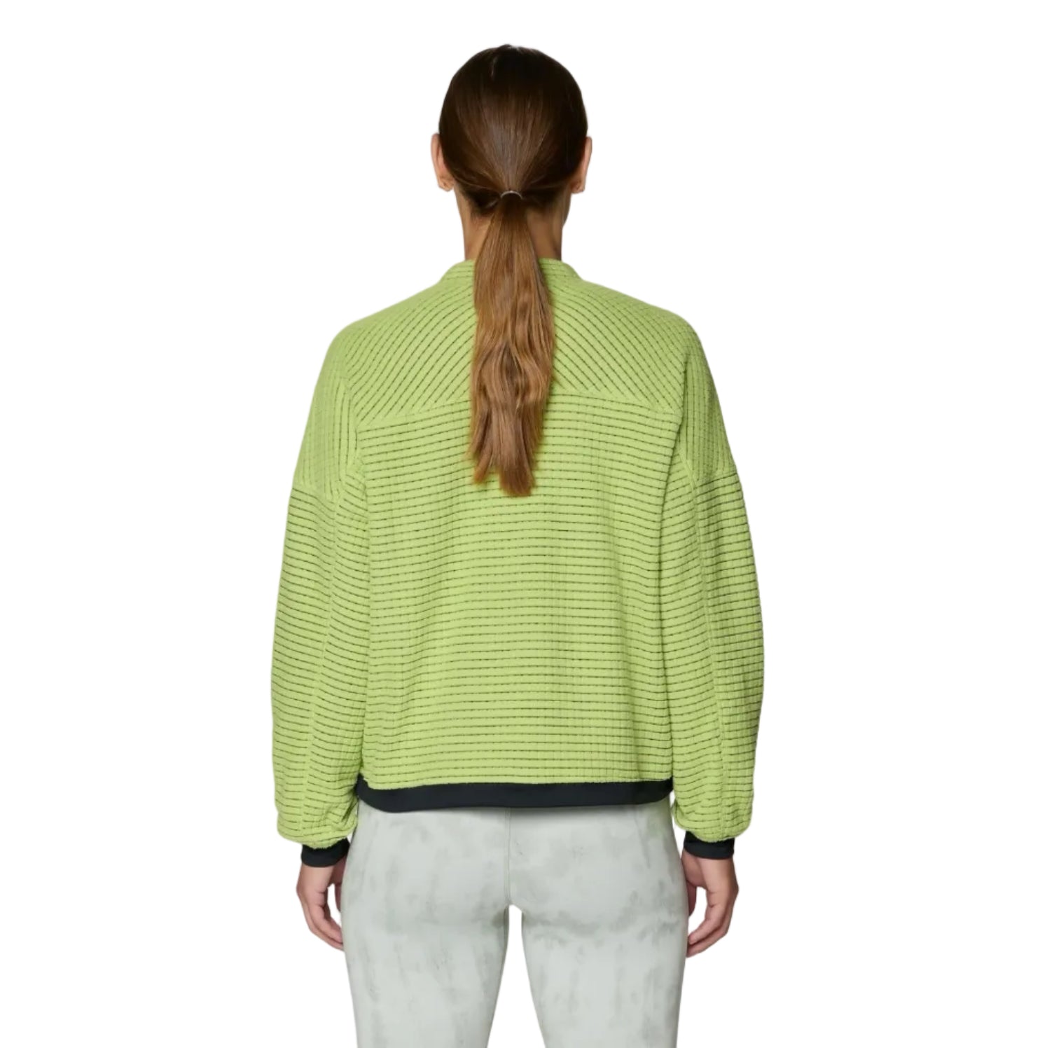 Back view of Mountain Hardwear Women’s Summit Grid Big Grid Crew in Bright Lichen