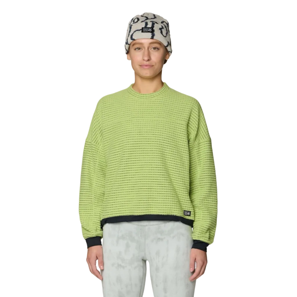 Front view of Mountain Hardwear Women’s Summit Grid Big Grid Crew in Bright Lichen