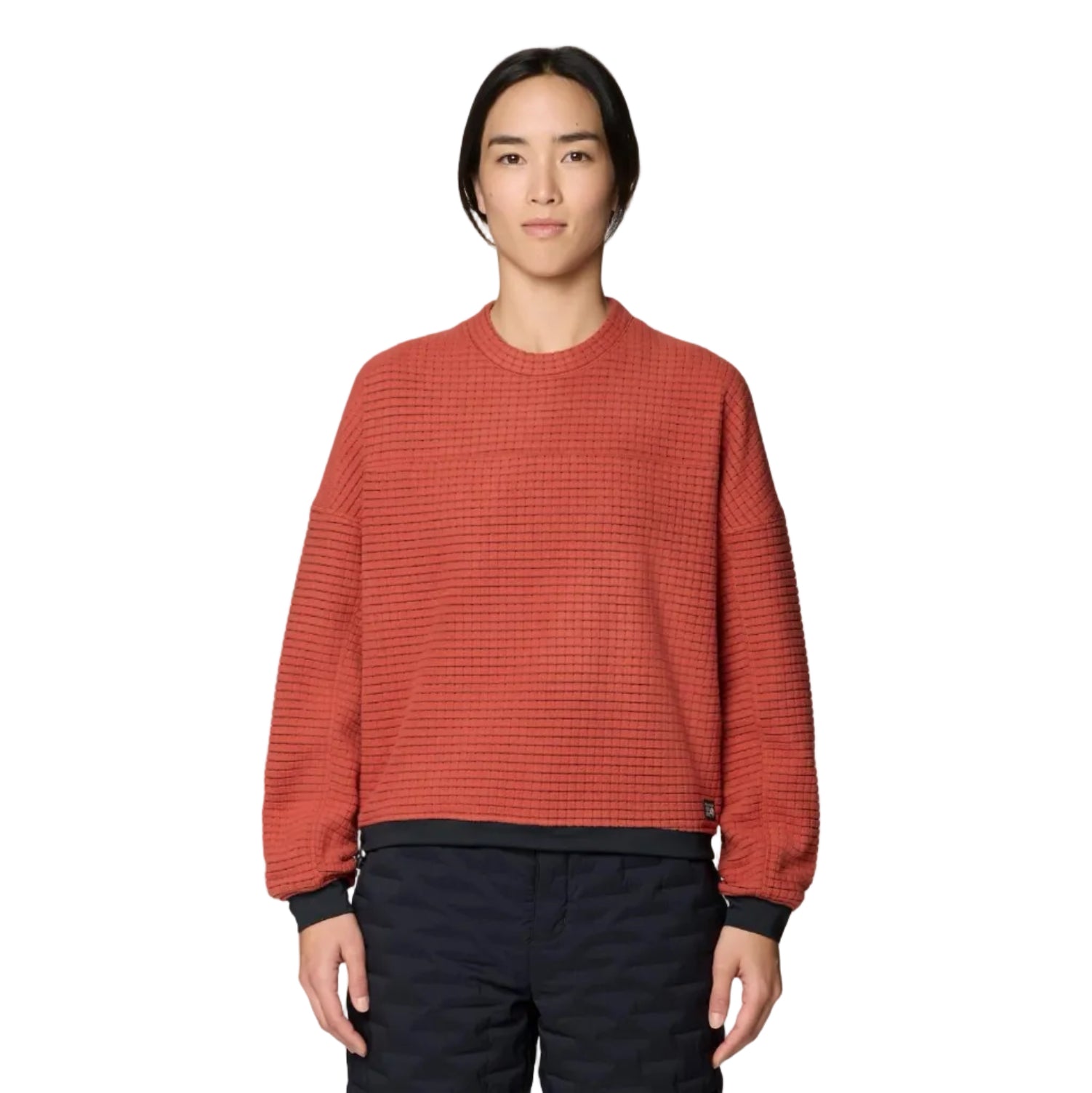 Front view of Mountain Hardwear Women’s Summit Grid Big Grid Crew in Mars Red
