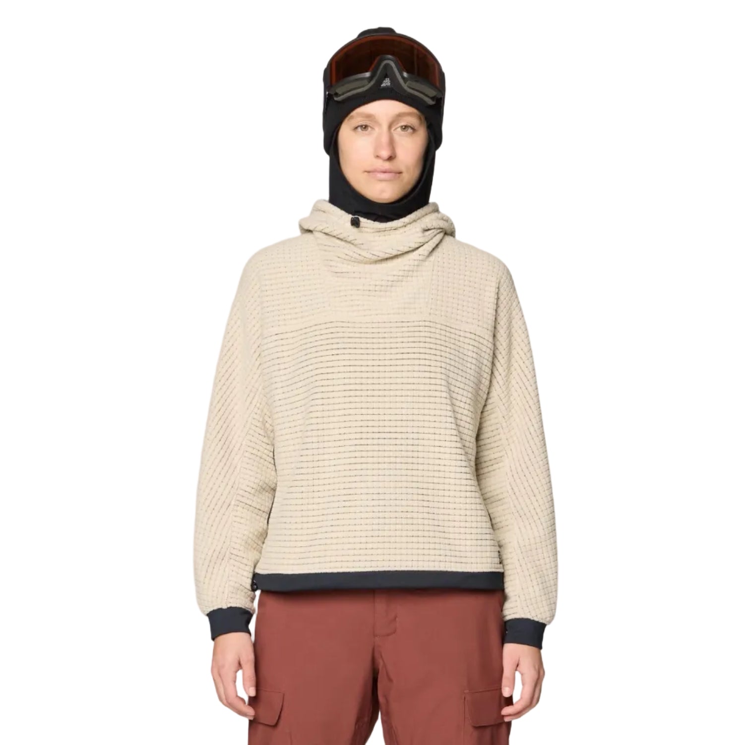 Front view of Mountain Hardwear Women’s Summit Grid Big Grid Hoody in Fossil
