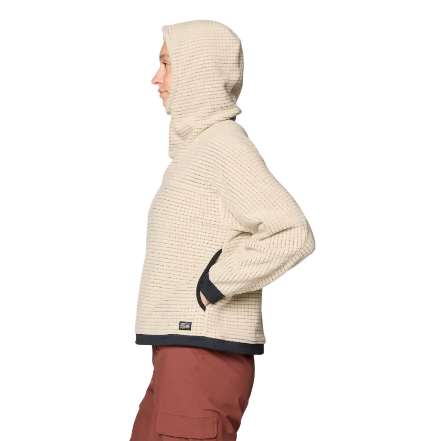 Side view of Mountain Hardwear Women’s Summit Grid Big Grid Hoody in Fossil