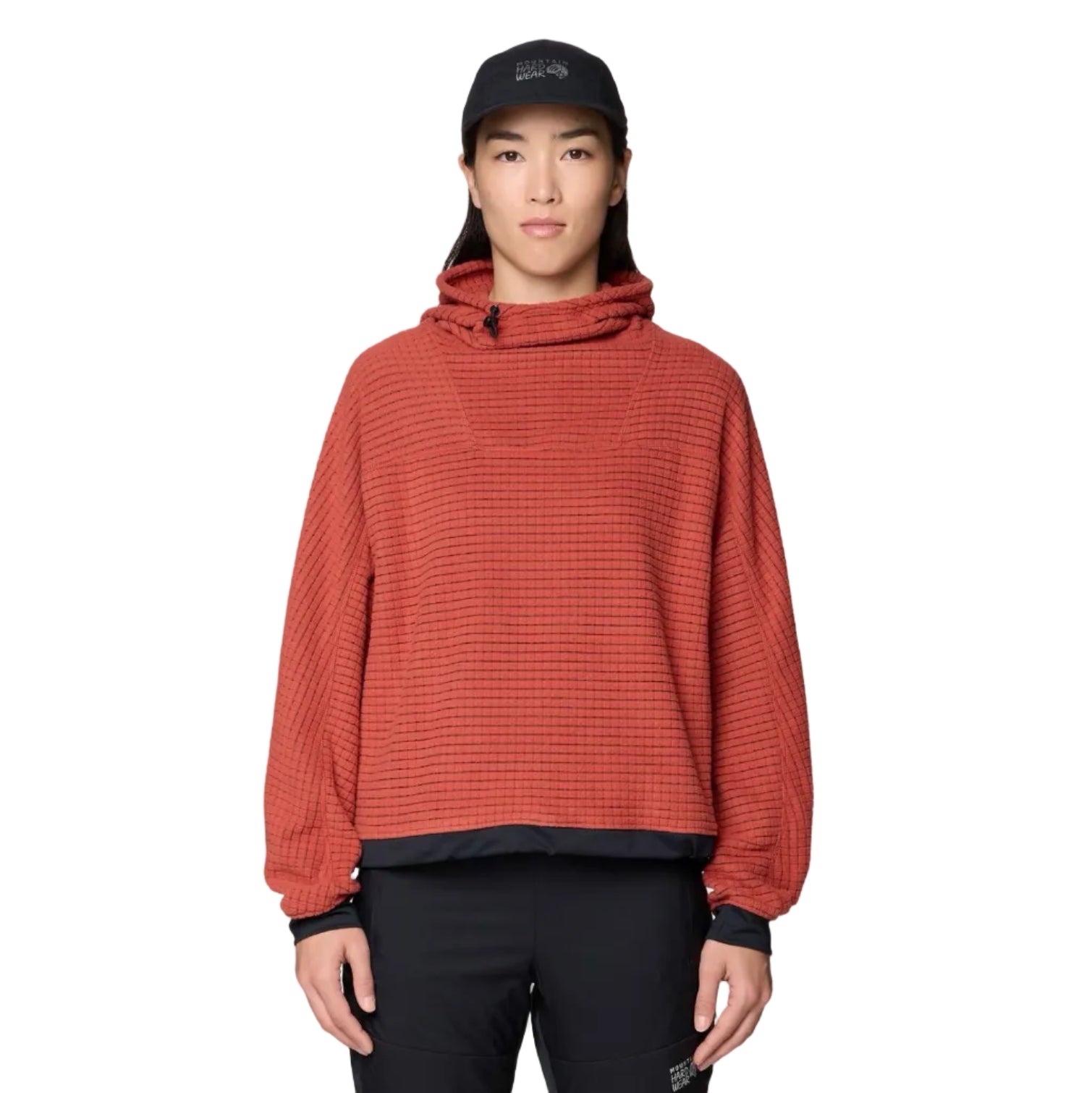 Front view of Mountain Hardwear Women’s Summit Grid Big Grid Hoody in Mars Red