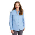 Women's No Fly Zone Long Sleeve Shirt in Blue Aster front view
