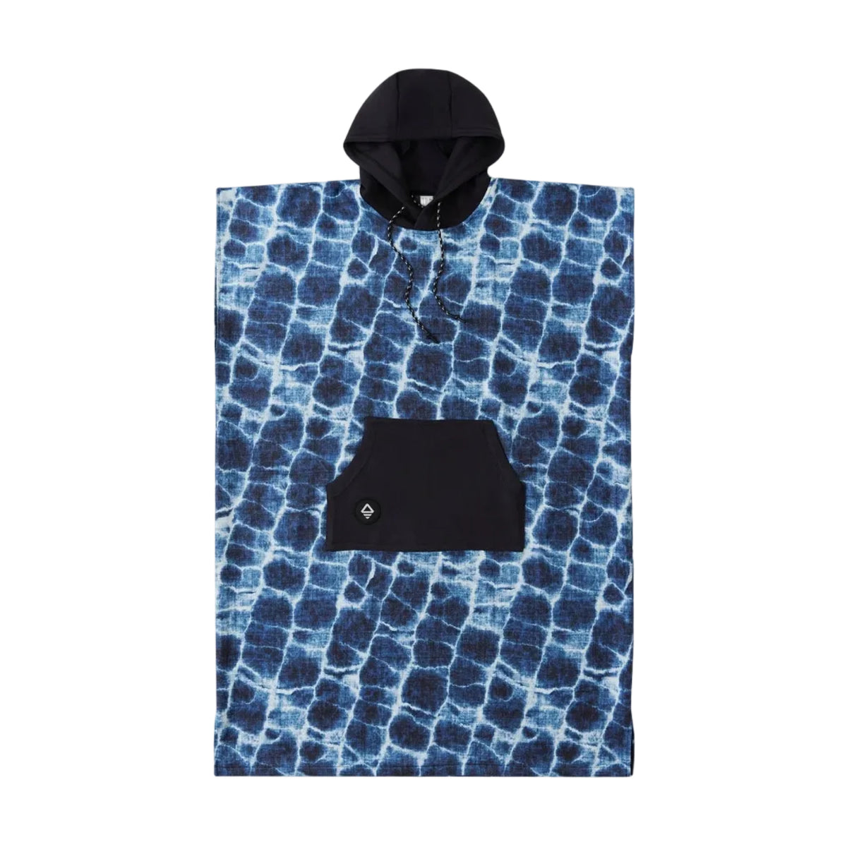 Front view of Nomadix Changing Poncho in Agua Blue with hood and front pocket