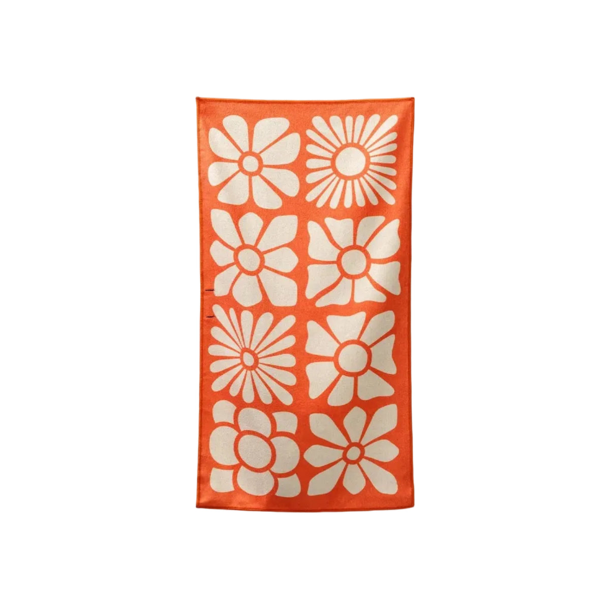Front view of Nomadix Hand Towel in Big Flowers Expedition Orange with large floral pattern