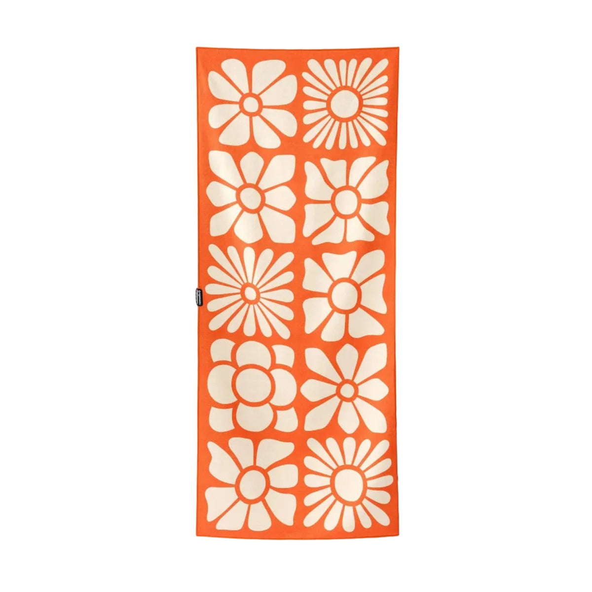 Front view of Nomadix Original Towel in Big Flowers Expedition Orange featuring a bold floral pattern