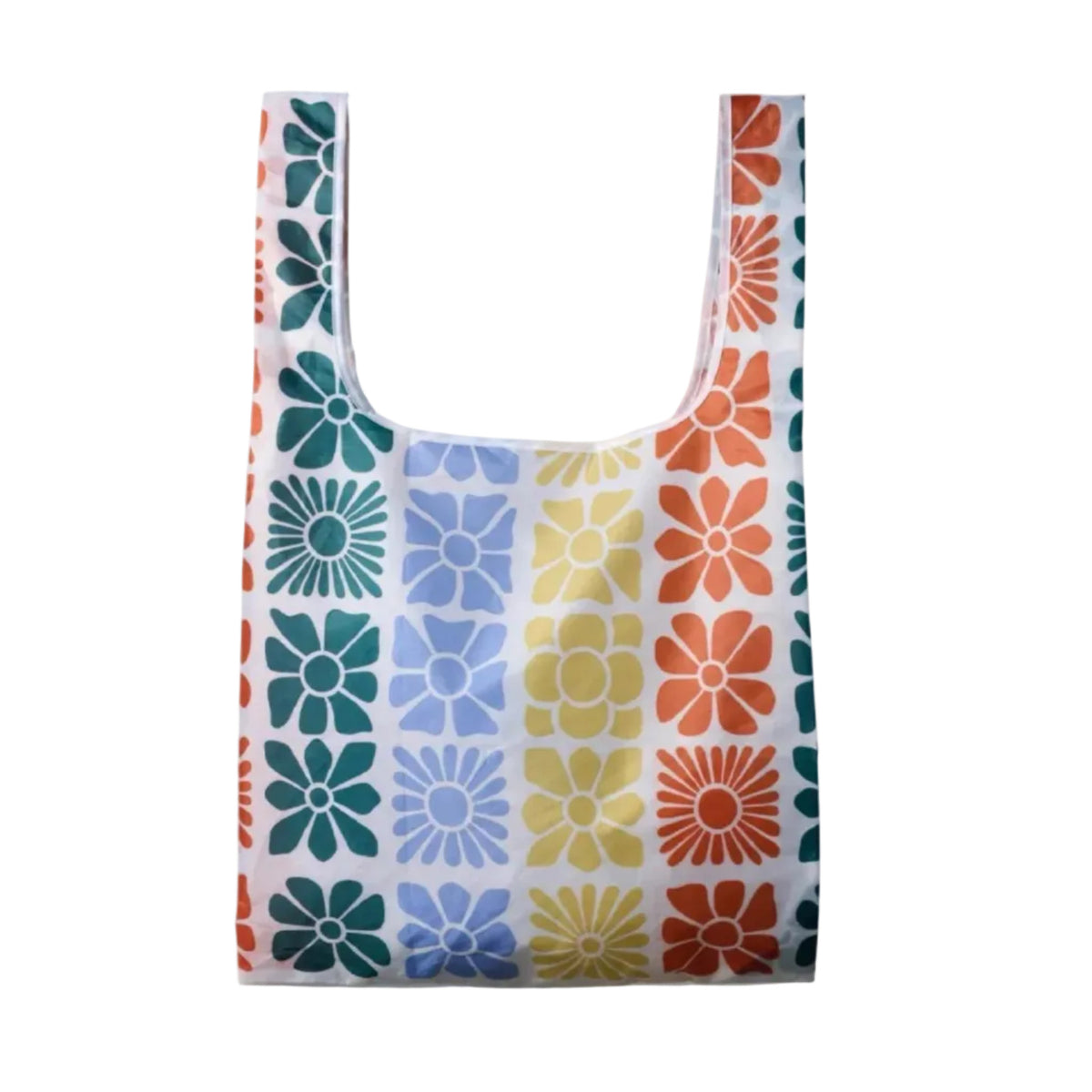 Front view of Nomadix Pocket Tote in Flowerbed Multi featuring colorful floral design