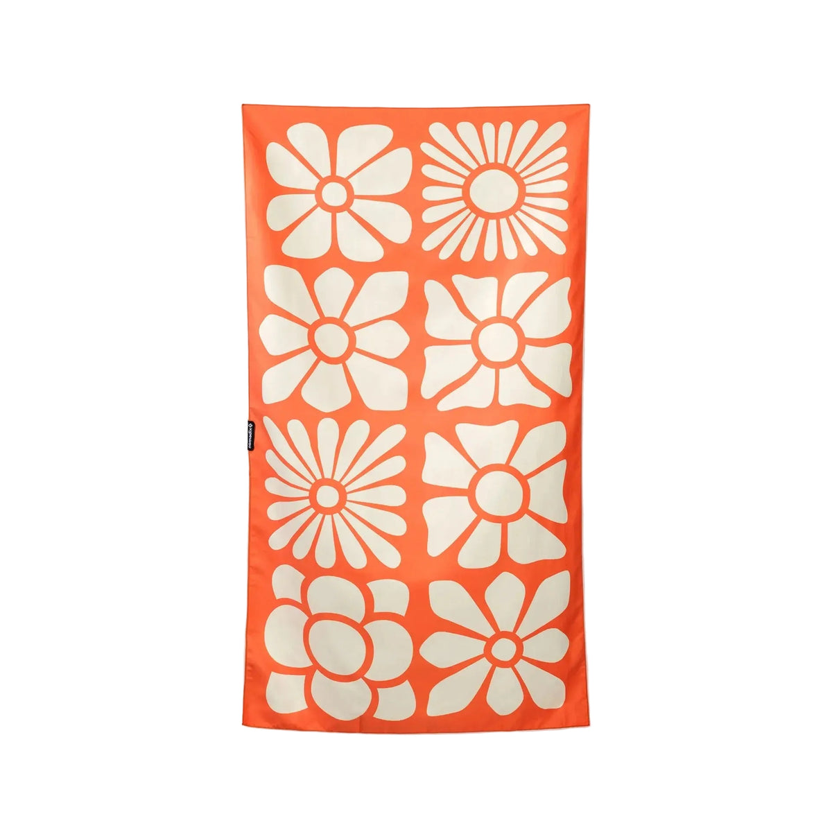 Front view of Nomadix Ultralight Towel in Big Flowers Expedition Orange featuring bold floral design