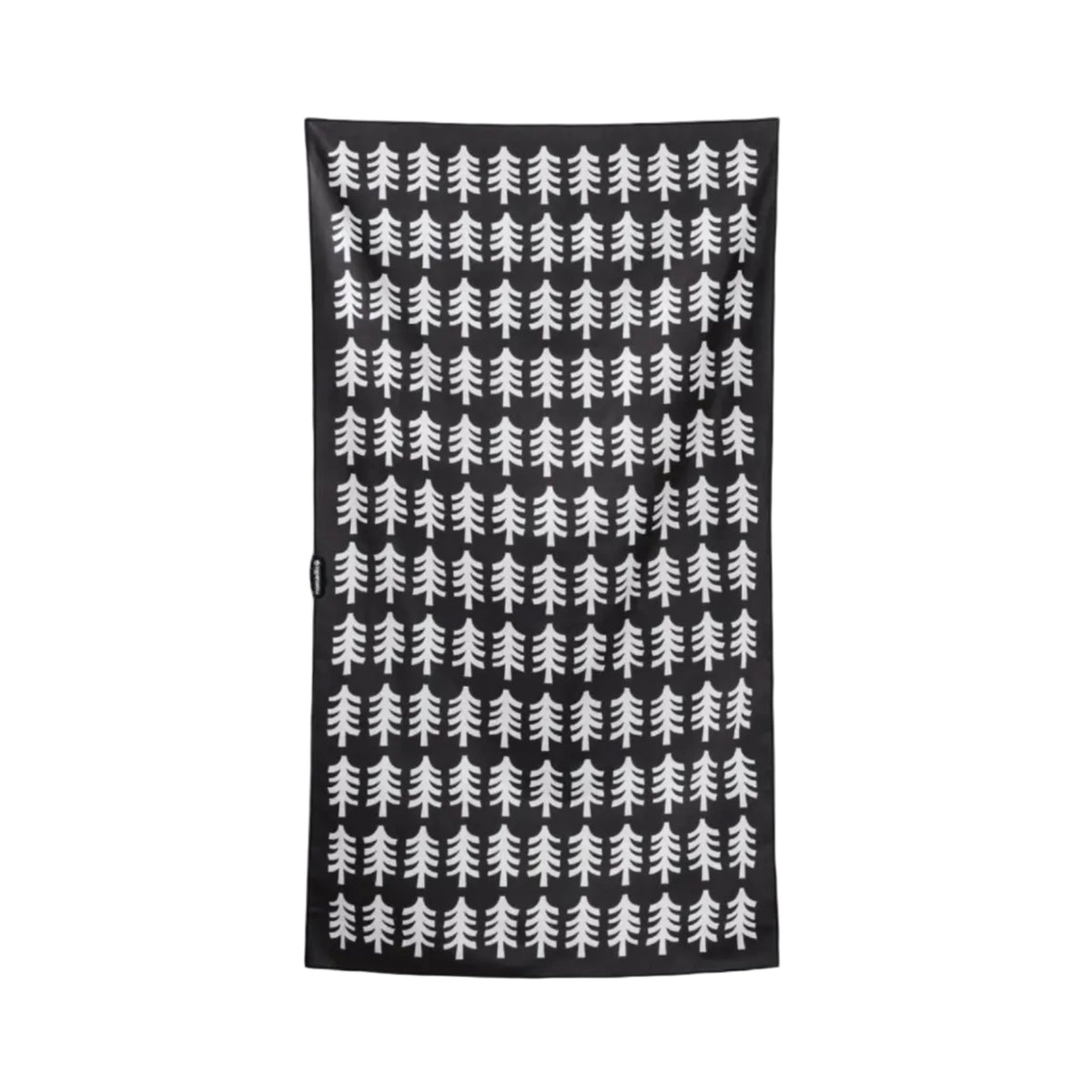 Front view of Nomadix Ultralight Towel in Fresh Pines Black and Tan featuring pine tree pattern