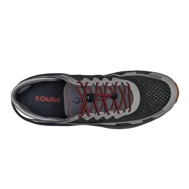 Front view of OluKai ‘Ahi men’s performance marine shoe in Rock/Ash