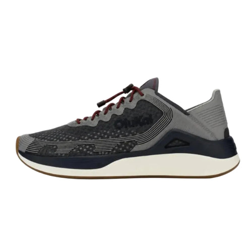 Side view of OluKai ‘Ahi men’s performance marine shoe in Rock/Ash