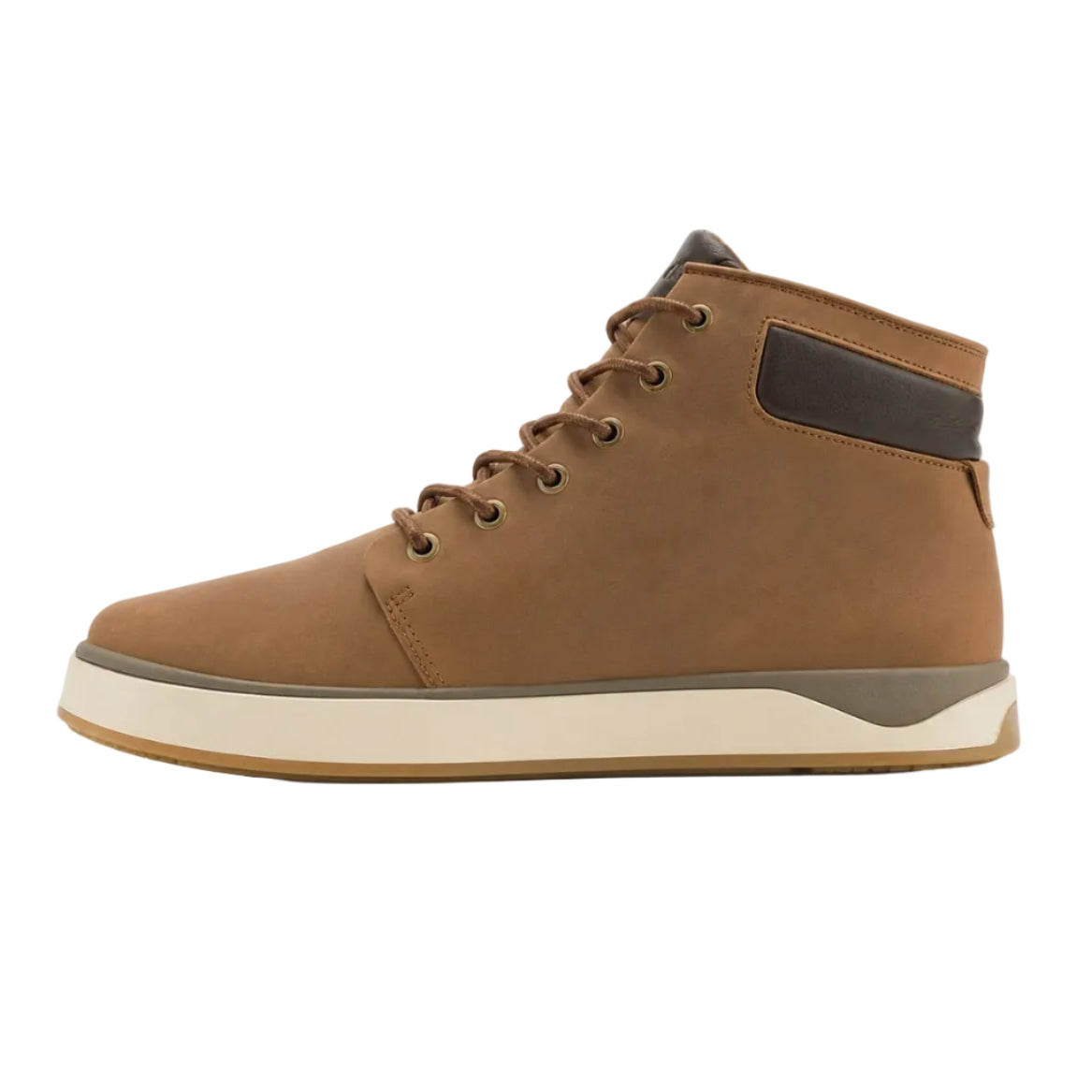 Side view of the men’s OluKai Kekaha Boot in Toffee/Canteen