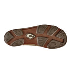 Sole view of OluKai Moloa men’s leather slip-on shoe in Ray/Toffee
