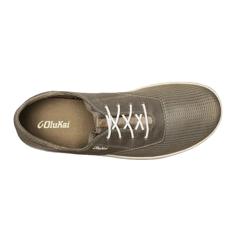 Top view of OluKai Nohea Moku men’s boat shoe in Clay/Tapa