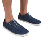 Pair view of OluKai Nohea Moku men’s boat shoe in Mood Indigo