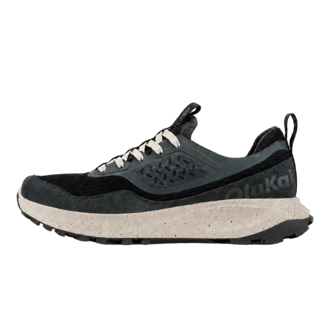 Left side view of the women’s OluKai Makiki Shoe in Lava Rock/Dark Shadow