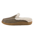 Side view of OluKai women’s Nohea Kolo mule slipper in Walnut/Walnut with a premium nubuck leather upper