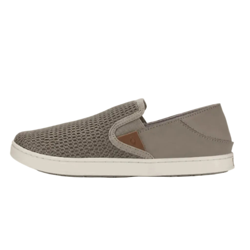 Side view of women’s OluKai Pehuea slip-on shoes in Taupe Grey/Taupe Grey