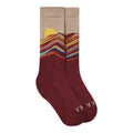 PAKA Essential Rainbow Mountain Crew Socks in Clay with colorful mountain-inspired pattern