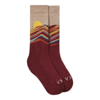 PAKA Essential Rainbow Mountain Crew Socks in Clay with colorful mountain-inspired pattern