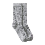 PAKA Essential Sebastian Crew Socks in Light Grey with alpaca, mountain and cactus pattern