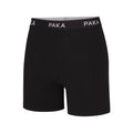 PAKA Men's Essential Boxer Brief in Black front view with branded elastic waistband