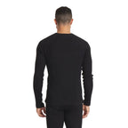 PAKA Men's Thermal Crew in Black back view showing raglan sleeve construction