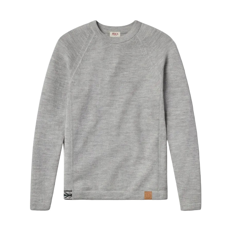 PAKA The Original Crew alpaca sweater in Light Grey front view