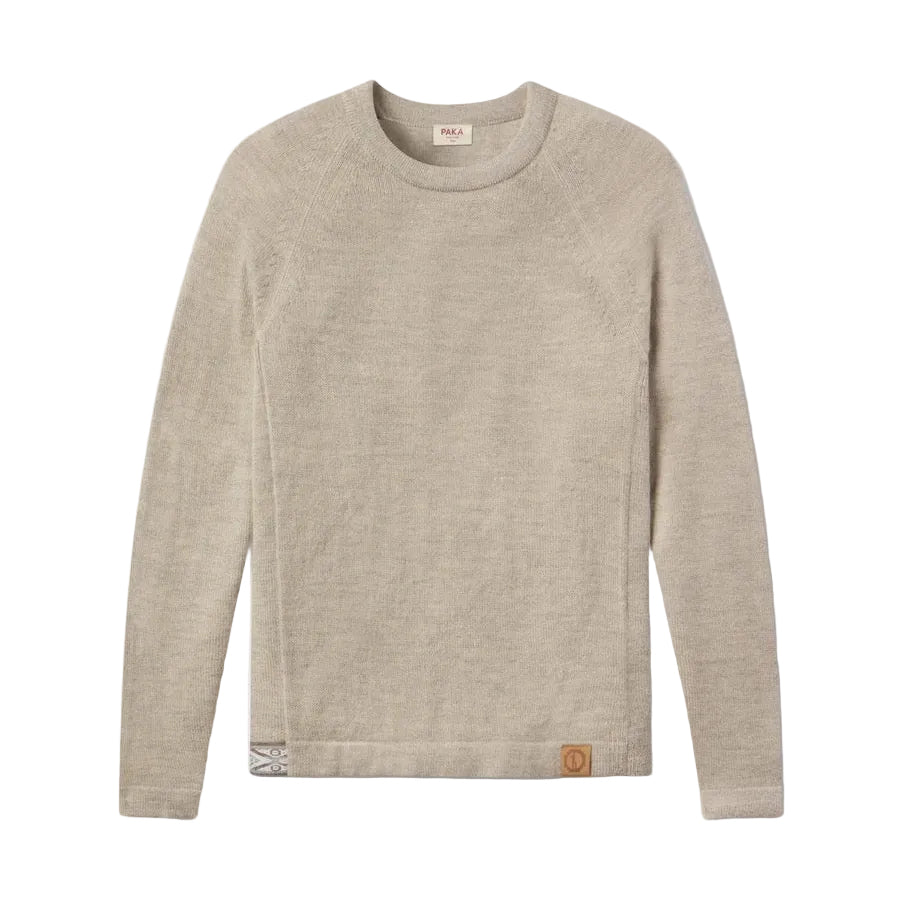 PAKA The Original Crew alpaca sweater in Pebble front view