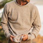 PAKA The Cusco sweater in Timber shown on mens model with relaxed fit