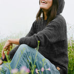 PAKA The Hoodie in Charcoal shown on womens-model