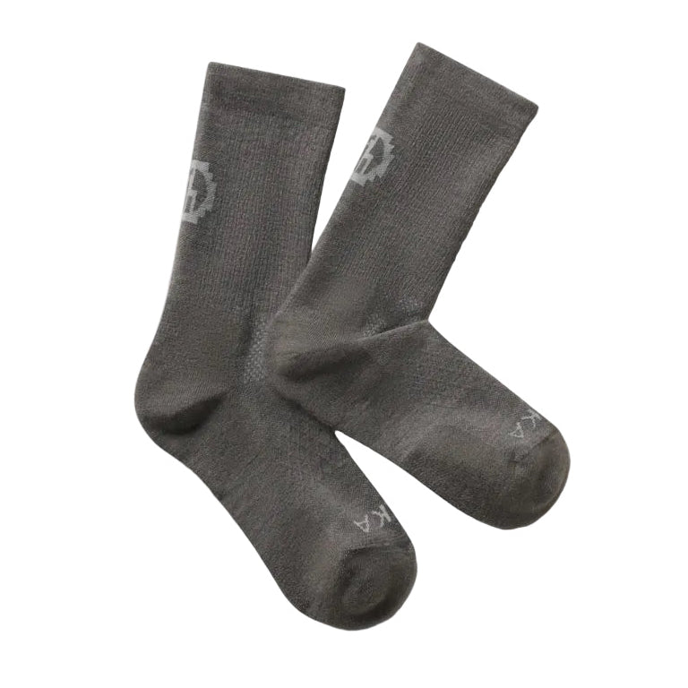 PAKA Trail Crew Socks in Forage with ribbed crew height and cushioned footbed