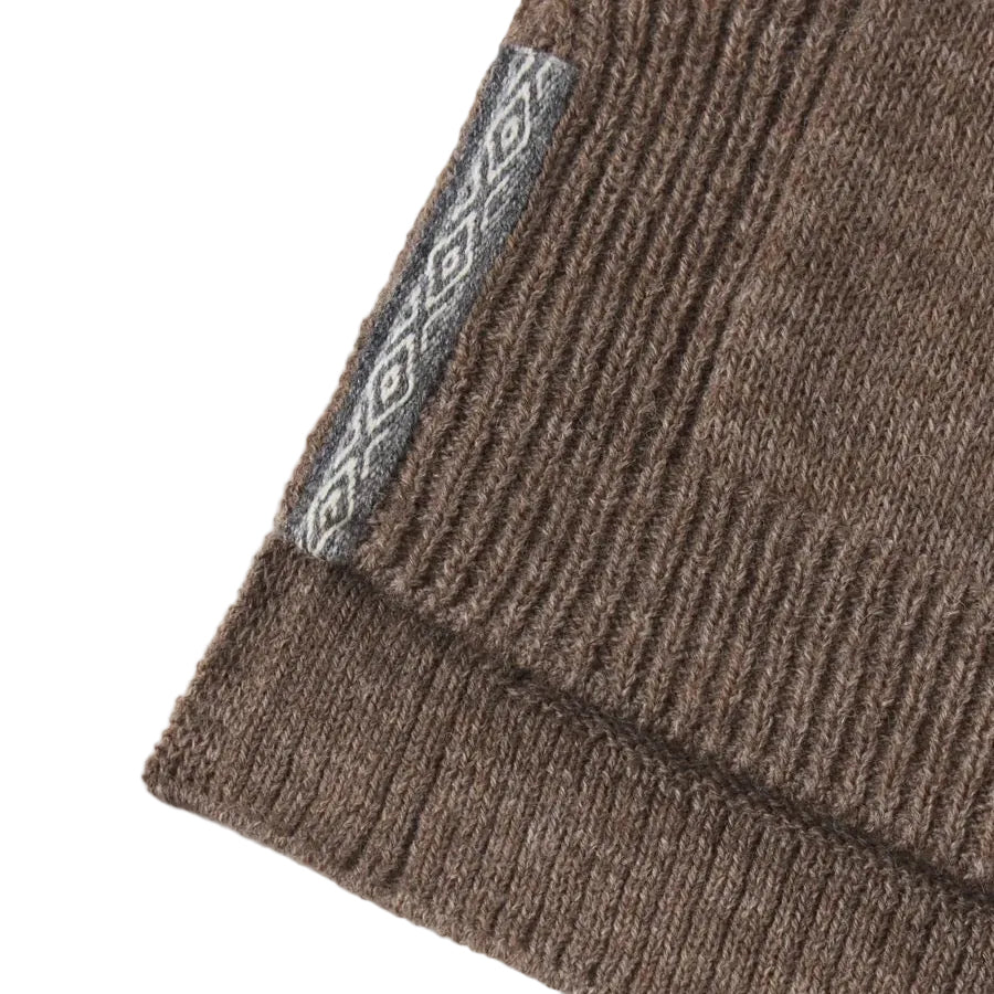 PAKA Women's Hoodie in Fossil showing ribbed knit and hem detail
