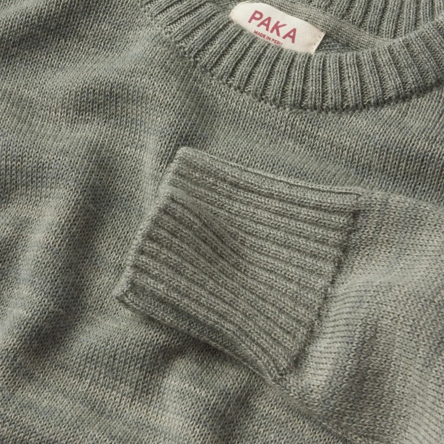 PAKA Women's Original Crew in Willow showing ribbed knit detail