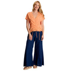 Florentine Mock-Denim Wide-Leg Pant
