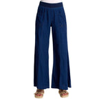 Florentine Mock-Denim Wide-Leg Pant