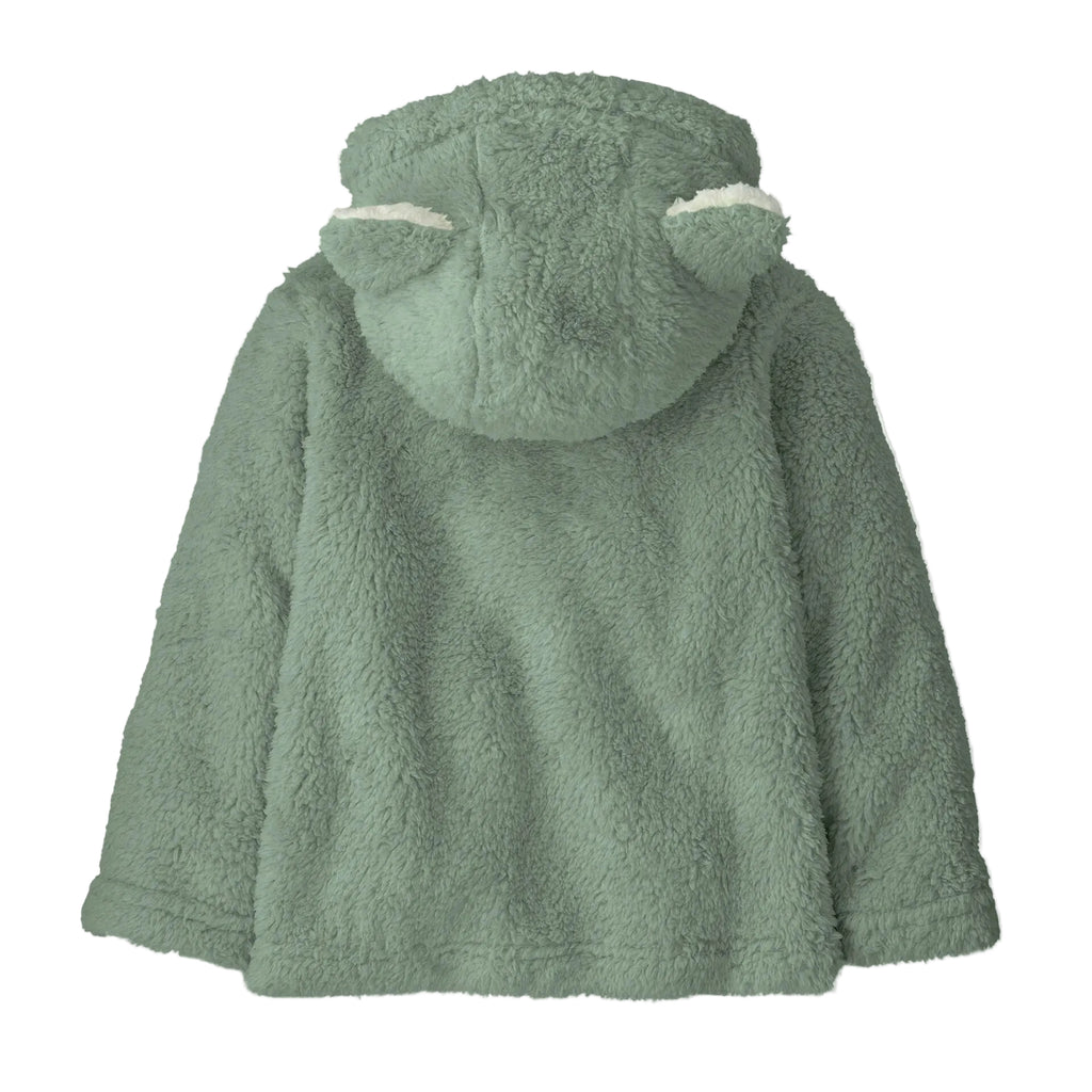 Patagonia Baby Furry Friends Hoody in Curious Seal Patch Cover Green back view
