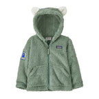 Patagonia Baby Furry Friends Hoody in Curious Seal Patch Cover Green front view