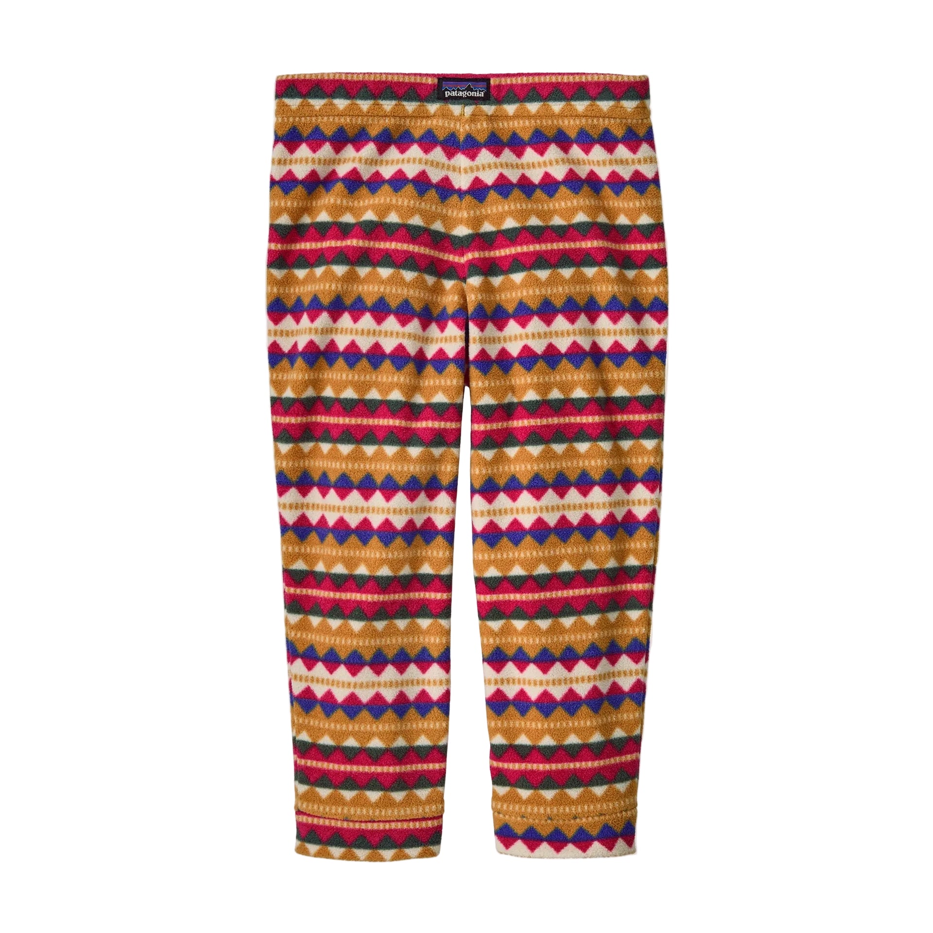 Patagonia Baby Micro D Fleece Bottoms in Diamond Stripe Rutabaga White front view