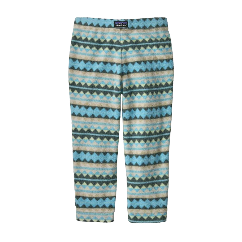 Patagonia Baby Micro D Fleece Bottoms in Diamond Stripe Snowmelt Blue front view