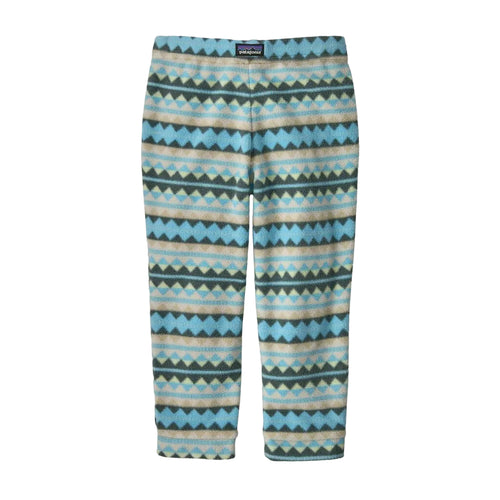 Patagonia Baby Micro D Fleece Bottoms in Diamond Stripe Snowmelt Blue front view