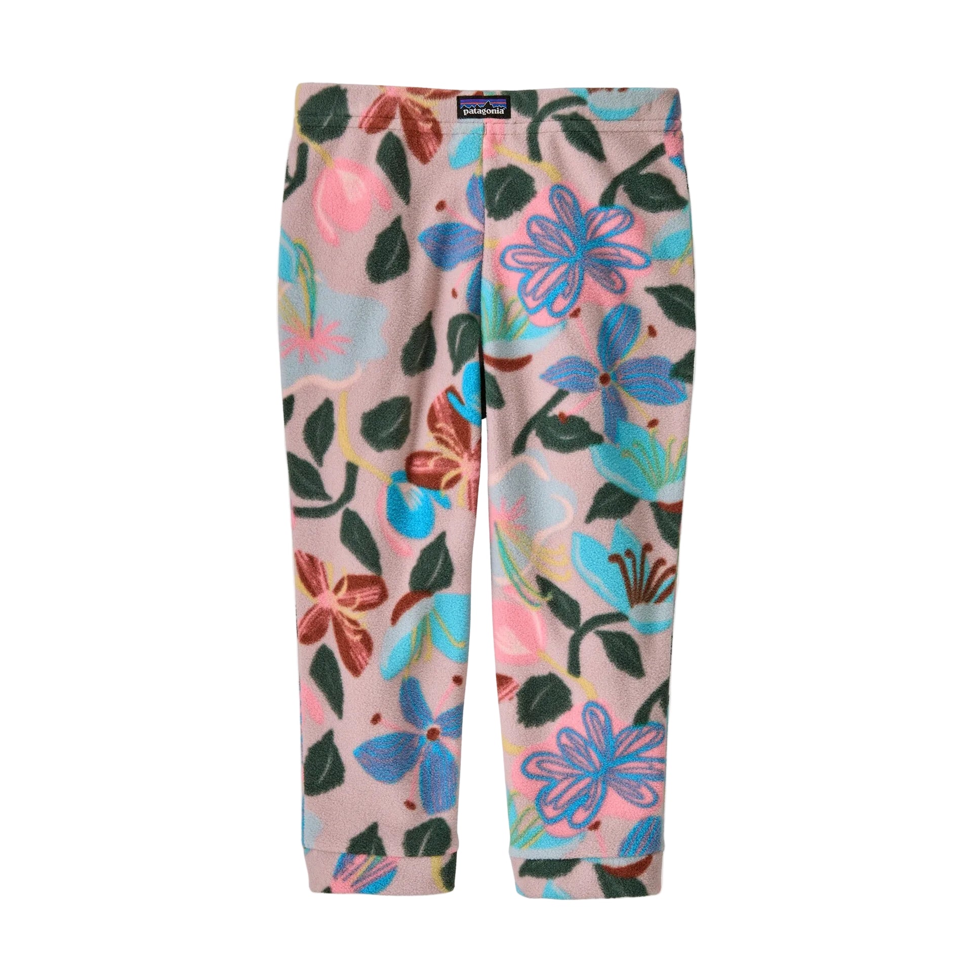 Patagonia Baby Micro D Fleece Bottoms in Hopes and Blooms Fuzzy Mauve front view