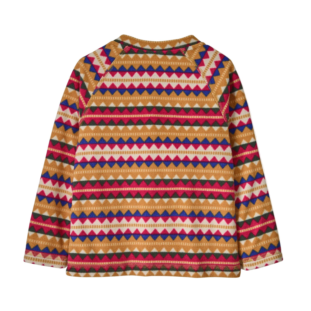 Patagonia Baby Micro D Fleece Crew in Diamond Stripe Rutabaga White back view