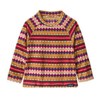 Patagonia Baby Micro D Fleece Crew in Diamond Stripe Rutabaga White front view