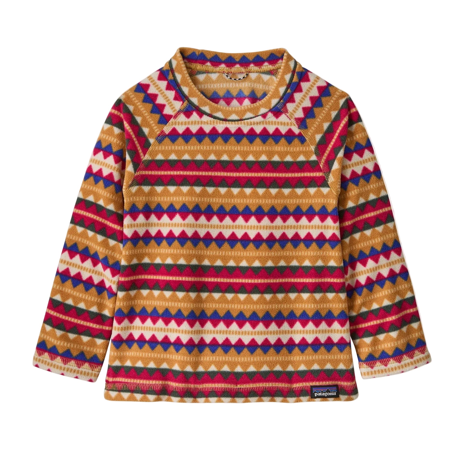 Patagonia Baby Micro D Fleece Crew in Diamond Stripe Rutabaga White front view